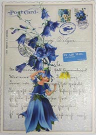 Postkarte Rand gezackt A6 Glockenblumen-Kind